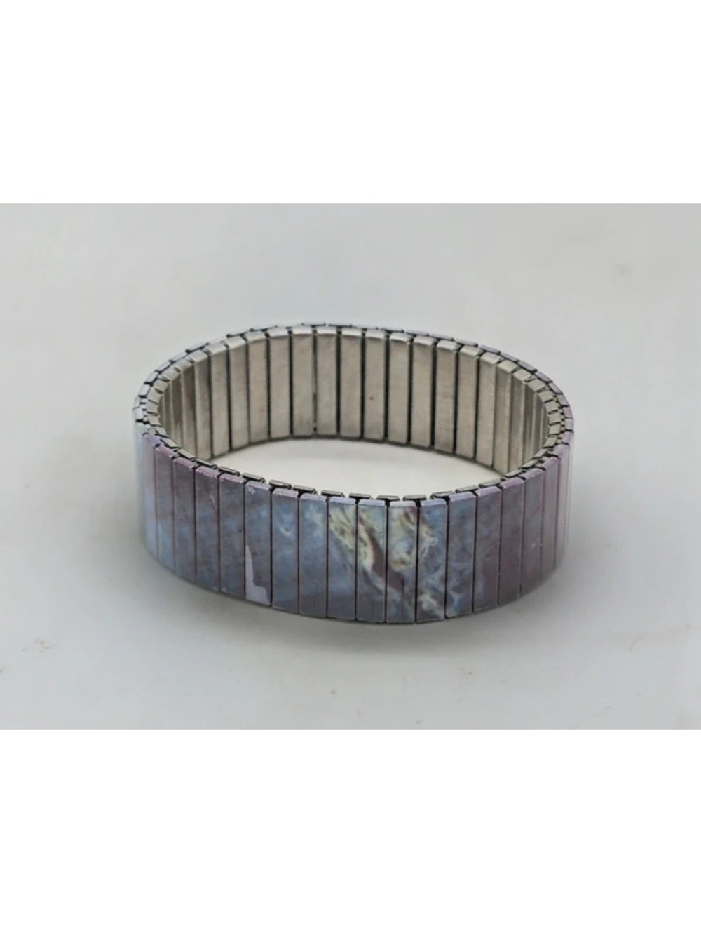 Vintage Iridescent Purple Expansion Stretch Cuff Bracelet Pearlescent Band